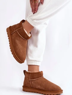 Dámské semišové nízké boty do sněhu Velbloud Shelie