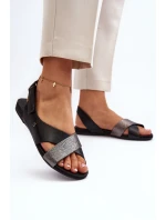 Zazoo 40141 Kožené Sandály Na Suchý Zips Černé Zazoo 40141 Kožené Sandály Na Suchý Zips Černé