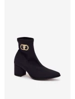 Dámské Botky Na Podpatku Se Zlatým Detalem Zazoo 3128 Černé