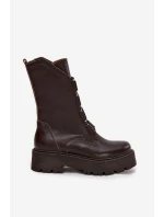 Dámské kotníkové boty z přírodní kůže na platformě Zazoo 3795 Čokoládové Dámské kotníkové boty z přírodní kůže na platformě Zazoo 3795 Čokoládové