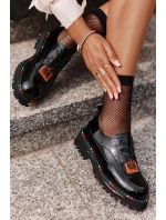 Lakované Dámské Polobotky Šněrovací Artiker Černé