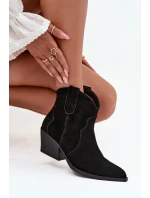 Dámské kovbojské kotníkové boty z přírodní velurové kůže Beretta – černé