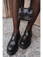 Dámské polobotky s připínacím doplňkem z eko kůže Laurea – černé