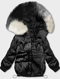 Krátká bunda oversize černá (H-1109-01)