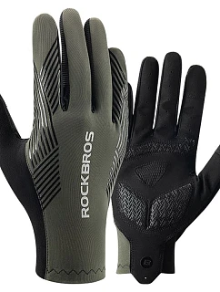Cyklistické rukavice Rockbros jaro/léto/podzim, plné, velikost: L - zelené