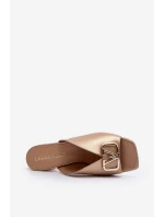 Elegantní dámské sandály na podpatku Laura Messi 2771 zlaté