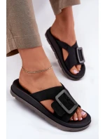 Voňavé Dámské Pantofle S Dekorativní Přezkou Černé ZAXY RR285078