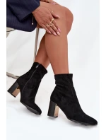 Dámské kotníkové boty na sloupku se zlatým prvkem zateplené černé Amelisse