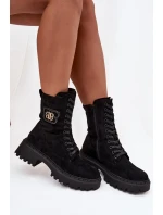 Dámské zateplené workery s ozdobným prvkem Kalindra – černé