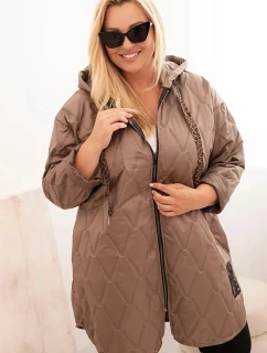 Dámská bunda Plus Size prošívaná s kapucí a nápisem HOPE fango