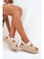 Dámské sandály na platformě se suchým zipem béžové Nitepira
