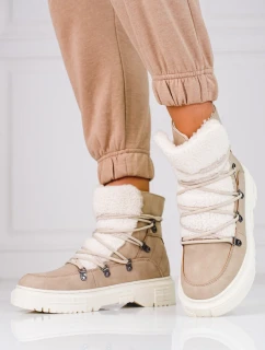 Exkluzívní dámské hnědé sněhule bez podpatku