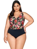 Dámské jednodílné plavky 60 black Floral - AVA