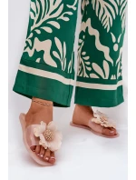 Průhledné Ploché Dámské Pantofle Se Syntetickým Květinou Nuda Vobetta