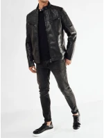 Pánská kožená bunda černá FashionStreet TX4684