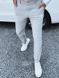 Světle šedé pánské kalhoty FashionStreet UX4382