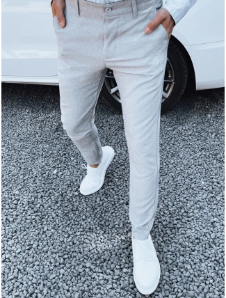 Světle šedé pánské kalhoty FashionStreet UX4382