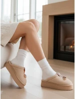 Dámské zateplené žabky light beige FashionStreet ZY1300