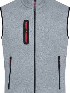 Daiber JN 774 Pánská pletená fleecová vesta se stojáčkem 02.0774 light grey melange/red