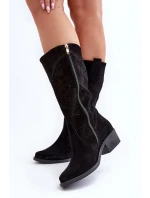 Zazoo 4043 Semišové Černé Boty S Nízkým Podpatkem Prodyšné