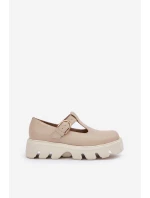 Kožené Polobotky S Přezkou Zazoo 20183 Béžové Kožené Polobotky S Přezkou Zazoo 20183 Béžové