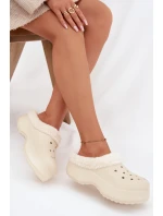 Pěnové dámské pantofle s teplou kožešinou béžové Palvine