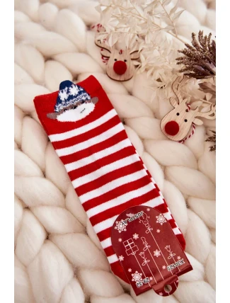 Mládež Pruhované Ponožky S Medvědem červene S Bílým Mládež Pruhované Ponožky S Medvědem červene S Bílým