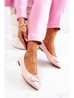 Semišové špičaté baleríny světle Růžové Neriso