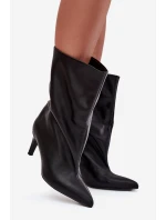 Nazouvací dámské boty na jehlové podpatku černé Solvienne