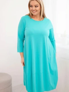Dámská bavlněná sukýnka Plus Size s ohrnovacími rukávy a kapsami mátová