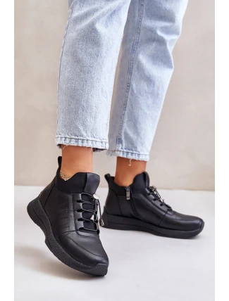 Zateplené Sportovní Kožené Boty Na Zip Černé Artiker 55C0041 Zateplené Sportovní Kožené Boty Na Zip Černé Artiker 55C0041