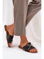 Sandály Na Ploché Podešvi S Ozdobnou Mašlí Černé Deonelis