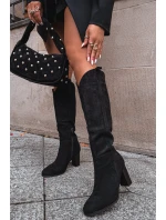 Dámské Kozaki Na Slupe Z Eko Zamszu Černé Prisca