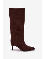 Dámské kozačky na skluzavku s vyhříváním na jehle Čokoládové Olivienne