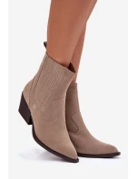 Dámské kotníkové boty na podpatku 6350 Béžová - Ideal Shoes Dámské kotníkové boty na podpatku 6350 Béžová - Ideal Shoes