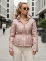 Dámská prošívaná bunda s kapucí ve světle růžové barvě FashionStreet TY5532