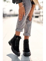 Zateplené semišové dámské botky Trapery černé Jailina