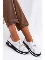 Dámské nazouvací polobotky z pravé kůže S.Barski LR61-7092 Bílá Dámské nazouvací polobotky z pravé kůže S.Barski LR61-7092 Bílá