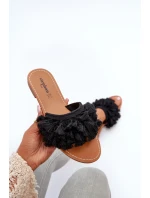 Dámské ploché pantofle s třásněmi, černá Rialle Dámské ploché pantofle s třásněmi, černá Rialle