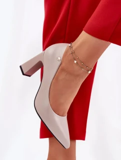 Elegantní dámské lodičky na širokém podpatku Vinceza – šedé