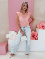 Dámská krátká halenka SELFINA světle růžová FashionStreet MY2438