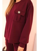 Komplet dámský máslový mikina a kalhoty s gumou slivkový Komplet dámský máslový mikina a kalhoty s gumou slivkový