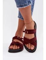 Dámské pantofle s pásky a zlatým přezkou Bordó Selorina