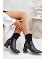 Zateplené Dámské Kotníkové Boty Na Podpatku Černé Relabina