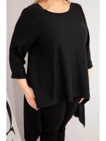Dámská tunika Plus Size bavlněná s asymetrickým střihem černá