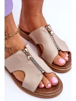 Dámské pantofle s ozdobným zipem Béžová Clarence