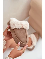 Dámské Sněhové Pantofle Na Silné Podešvi S Kožíškem Tmavě Béžové Doriola