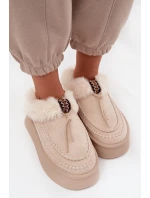 Dámské zimní boty s kožíškem na platformě béžové Rosmira