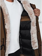 Pánská zimní bunda parka s kapucí béžová FashionStreet TX4965