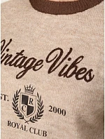 Dámský svetr s potiskem Vintage Vibes, béžový, FashionStreet MY2634 Dámský svetr s potiskem Vintage Vibes, béžový, FashionStreet MY2634